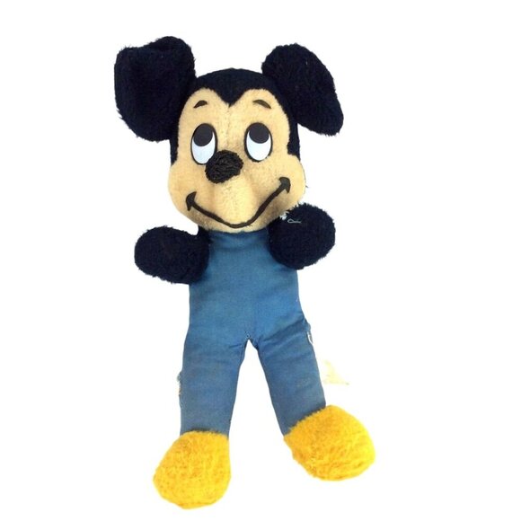 Vintage Mickey Mouse Plush Toy 16 inch Blue Jumpsuit By Walt Disney Productions - Picture 6 of 9